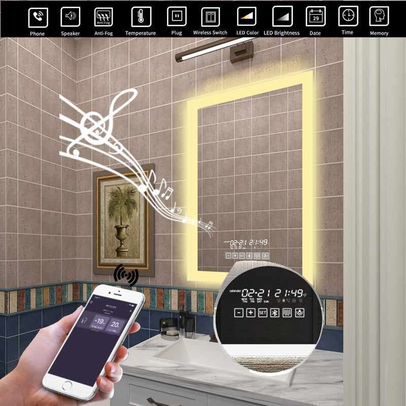 24"×36"Led Smart Bathroom Mirror (Fringe,Vertical)