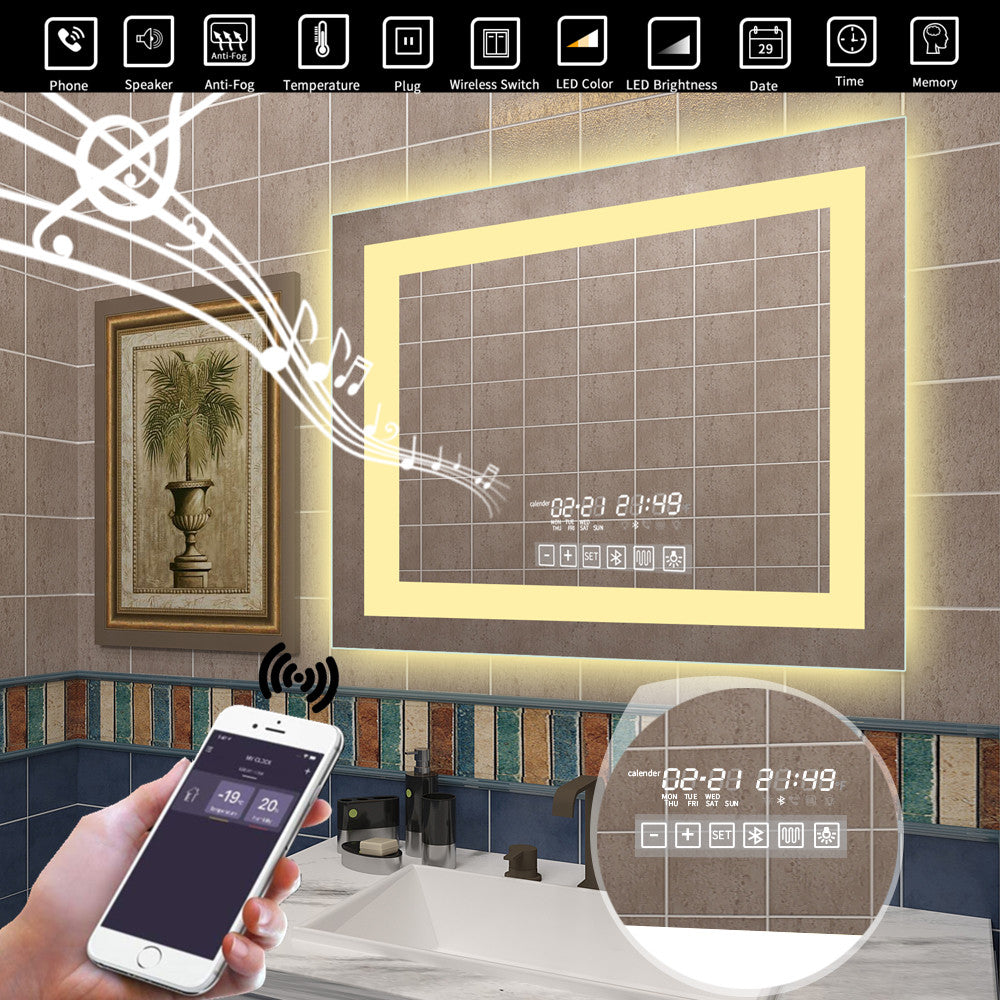 28"×36"Led Smart Bathroom Mirror (Inlaid,Horizontal)