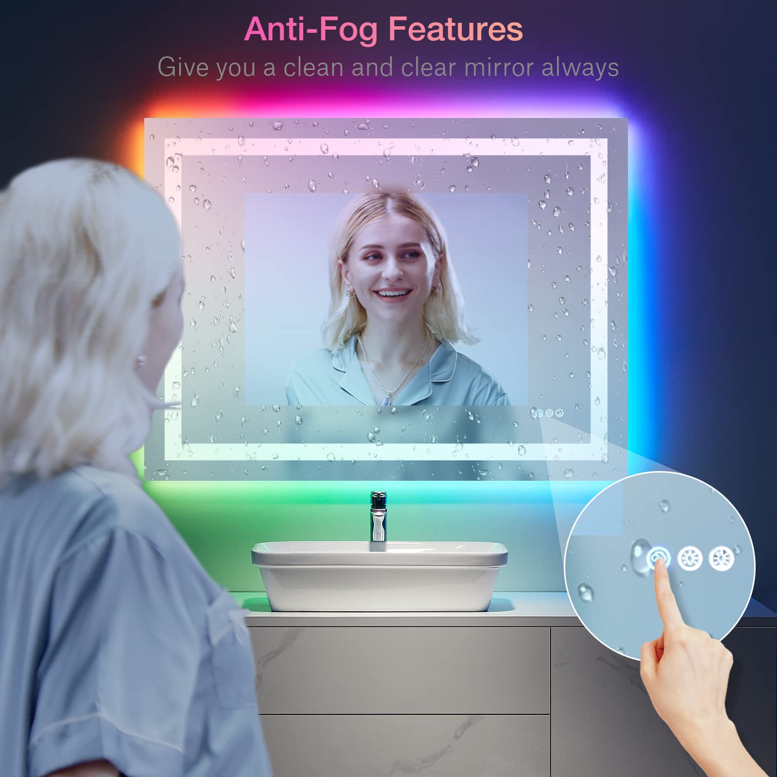 Led Bathroom Smart Mirror ( Rgb Backlit + Front Lighted)