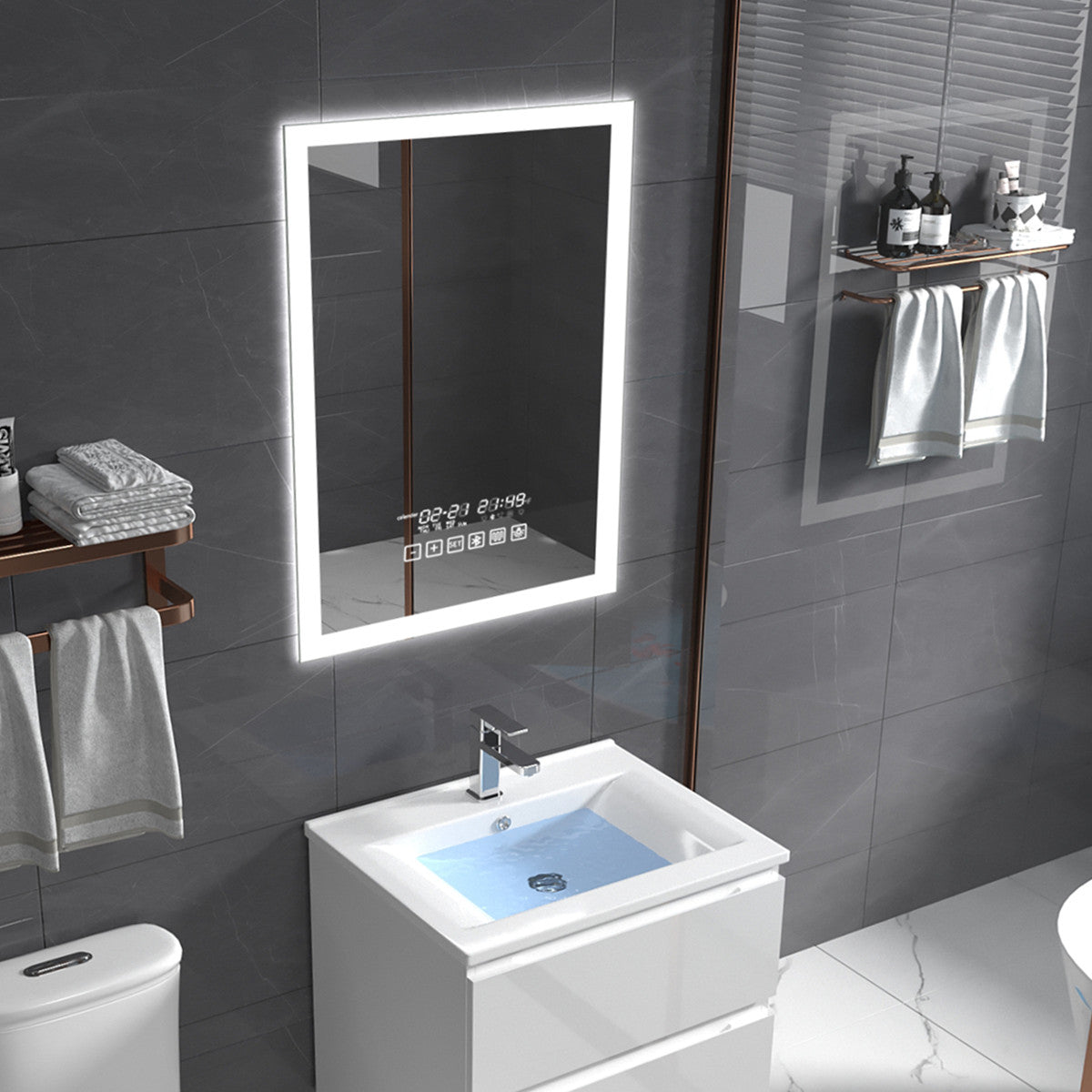 24"×36"Led Smart Bathroom Mirror (Fringe,Vertical)