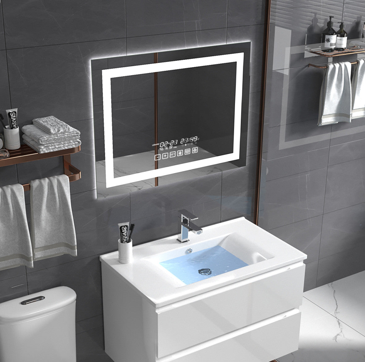 28"×36"Led Smart Bathroom Mirror (Inlaid,Horizontal)